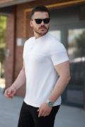 Erkek Hakim Yakalı Kısa Kollu Pamuklu T-shirt resmi